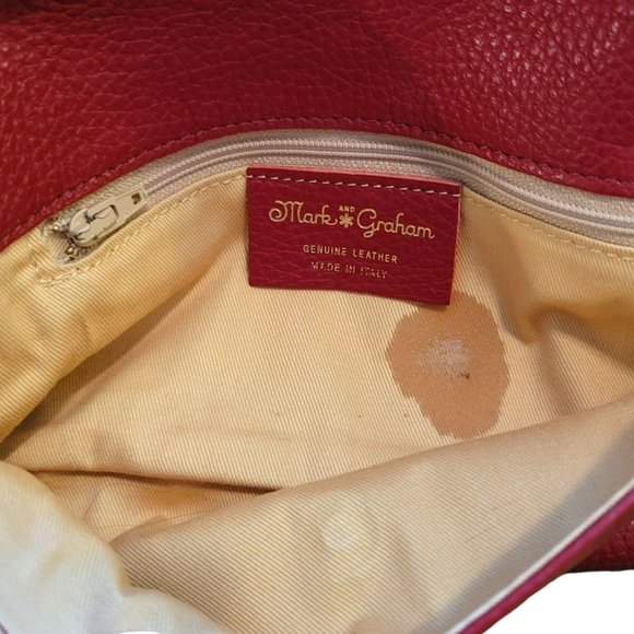 Mark and Graham Purse Red and Gold Leather Shoulder Bag Italian Handbag DH667 - Picture 4 of 9